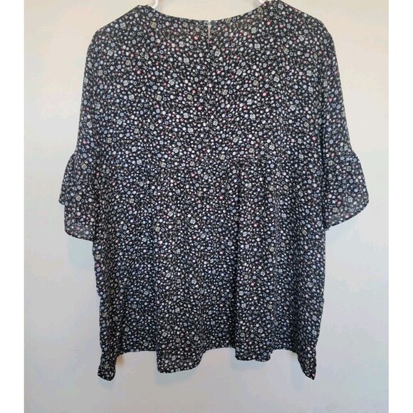 Loft Womens Floral Short Bell Sleeve Top Size XL - Picture 6 of 11